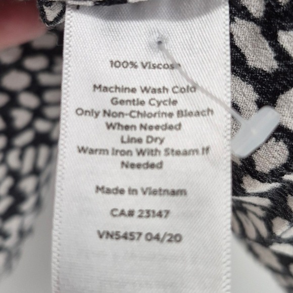 Talbots Plus 2X Black White Abstract Print Wrap Tie Waist Blouse Long Sleeve Top - Picture 9 of 14